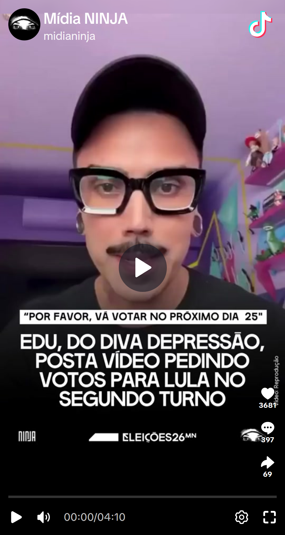 Print arquivado do post de Edu (Diva Depressão) em 06/10/2026
