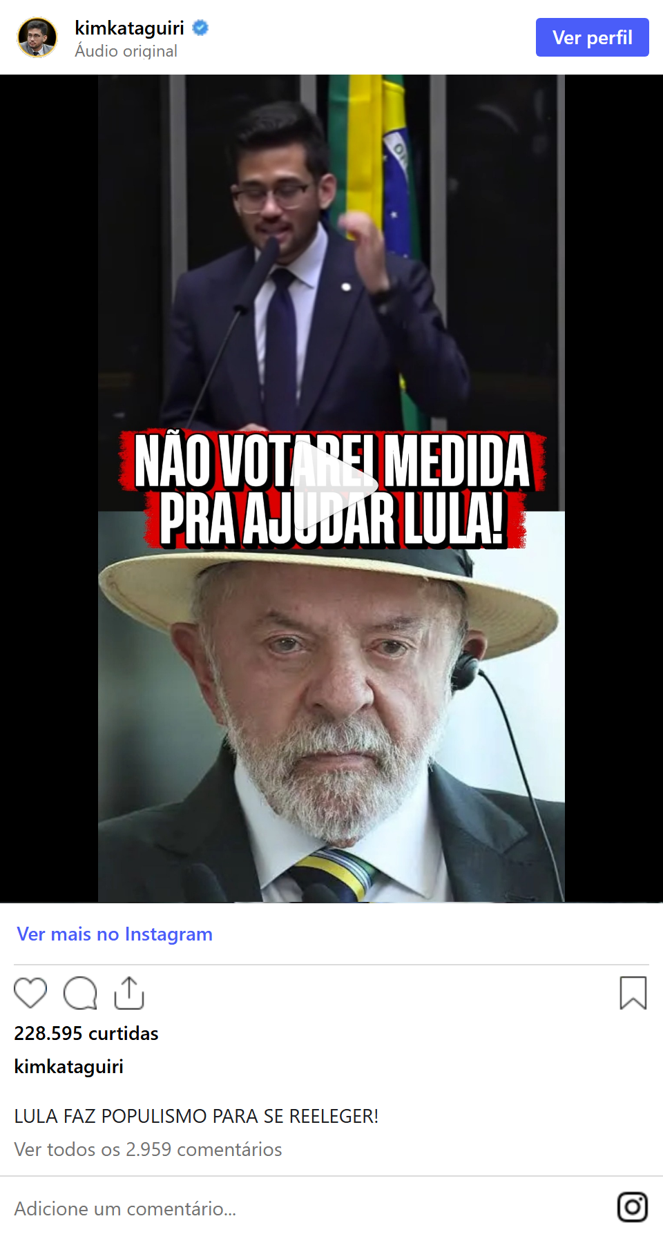 Print arquivado do post de Kim Kataguiri em 14/10/2026