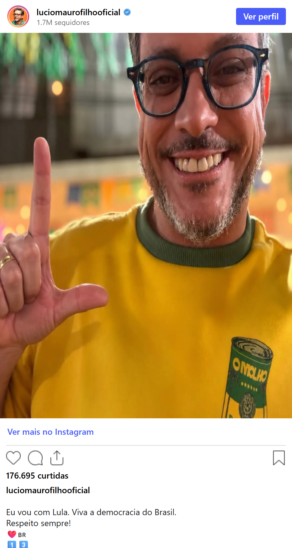 Print arquivado do post de Lucio Mauro Filho em 17/10/2026