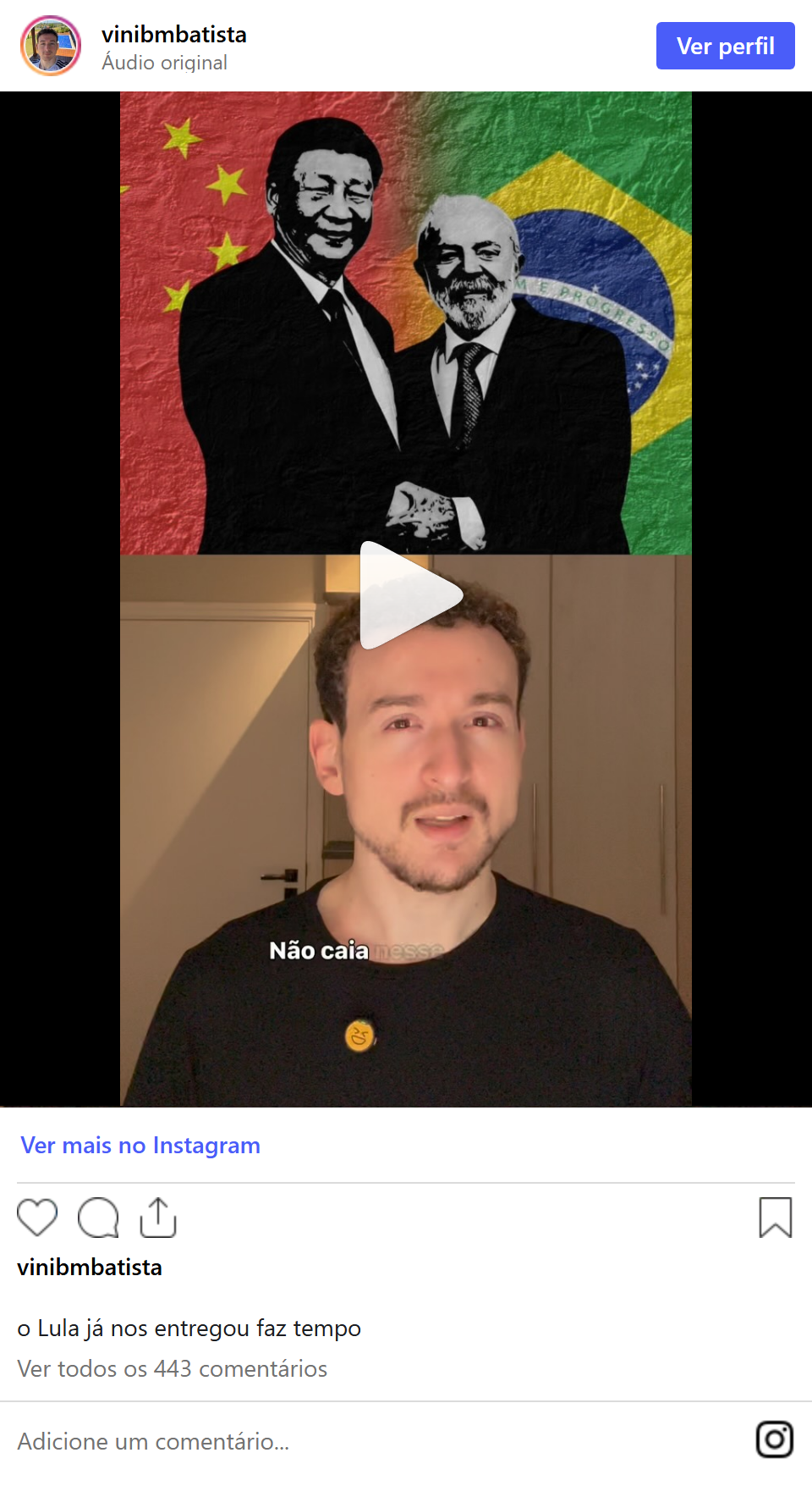 Print arquivado do post de Vinícius Batista em 07/10/2026