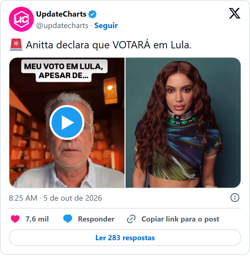 Print arquivado do post de Anitta em 05/10/2026