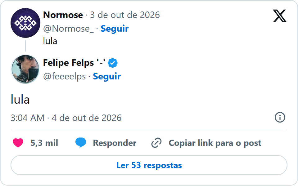 Print arquivado do post de Felps em 04/10/2026
