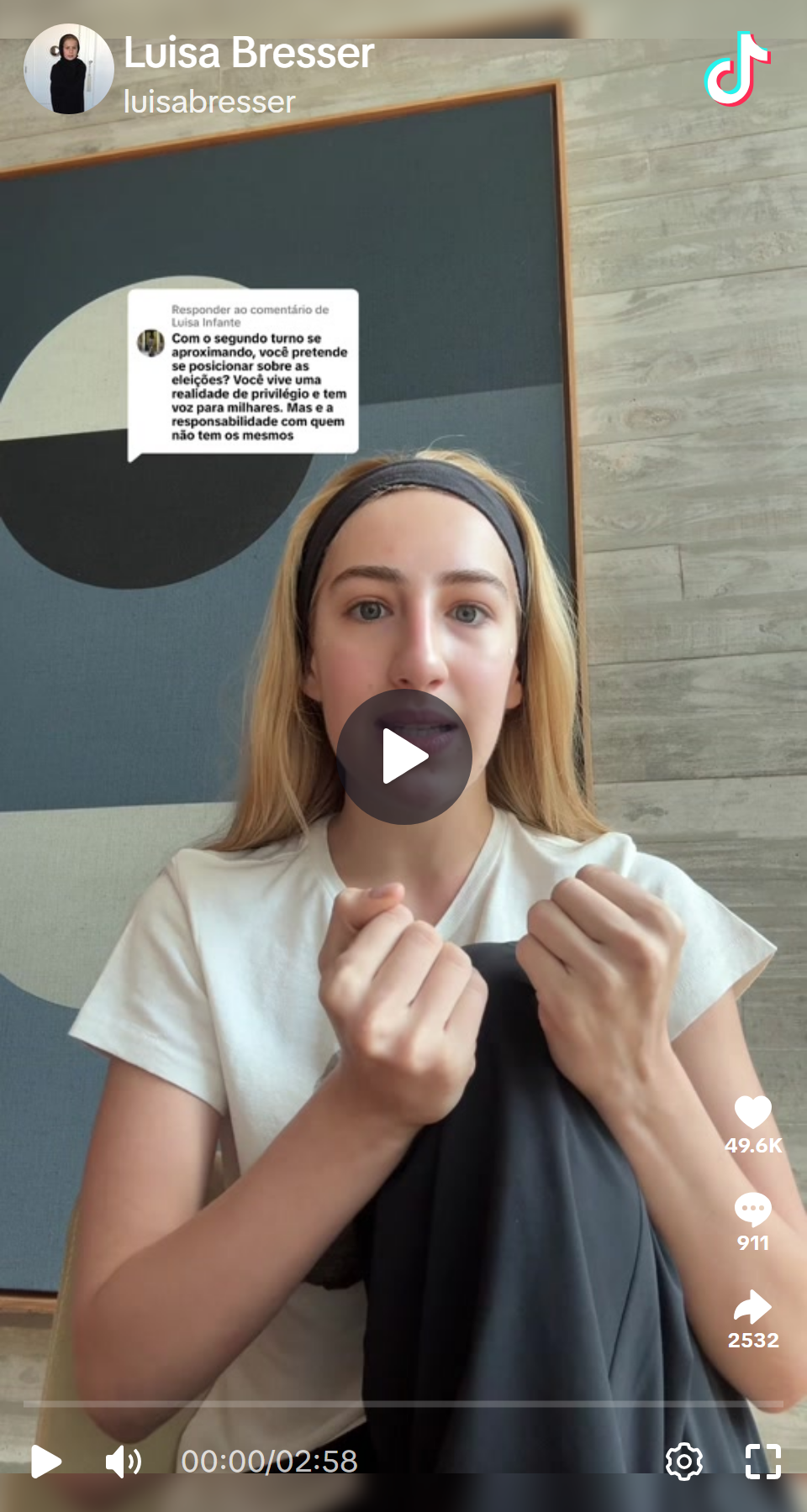 Print arquivado do post de Luisa Bresser em 07/10/2026
