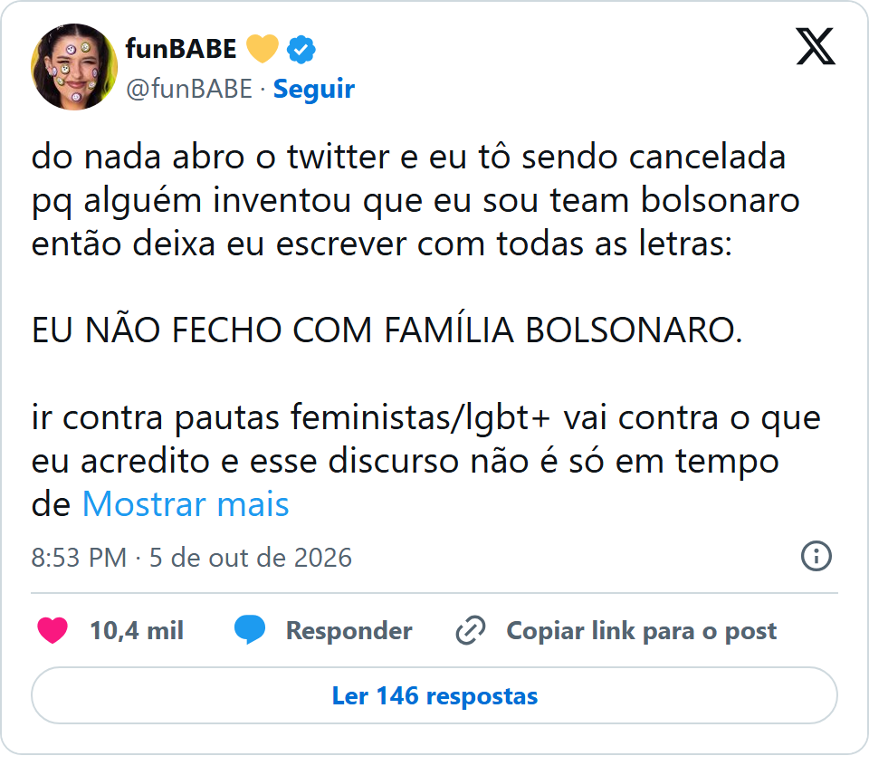 Print arquivado do post de funBABE em 05/10/2026