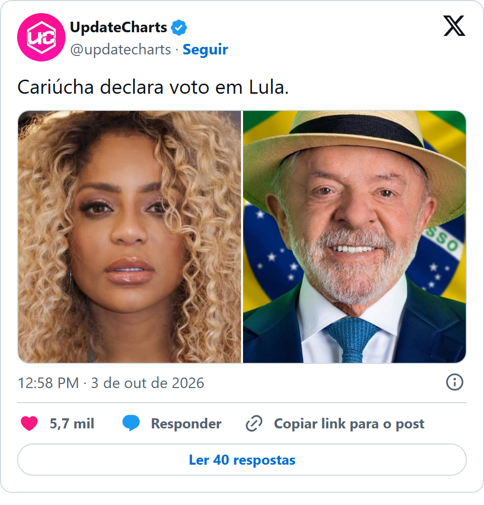 Print arquivado do post de Cariúcha em 03/10/2026