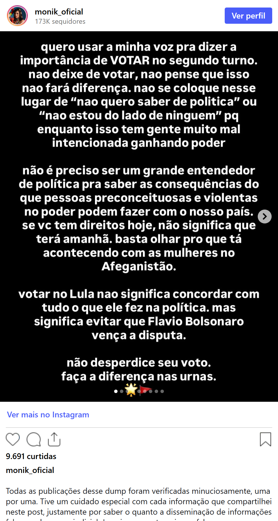 Print arquivado do post de Monik em 06/10/2026