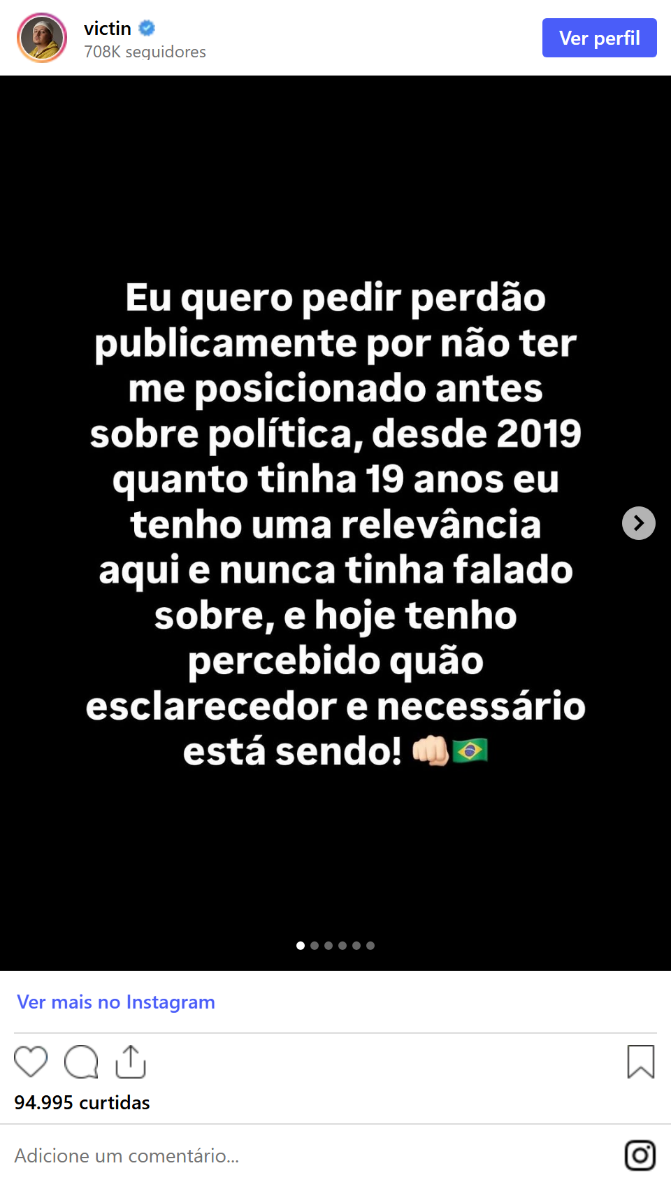 Print arquivado do post de Victin em 03/10/2026
