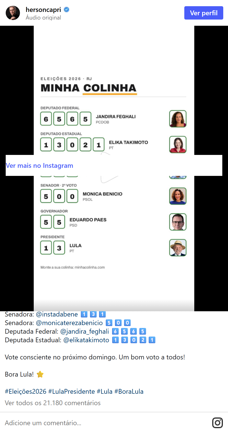 Print arquivado do post de Pretinho da Serrinha em 01/10/2026