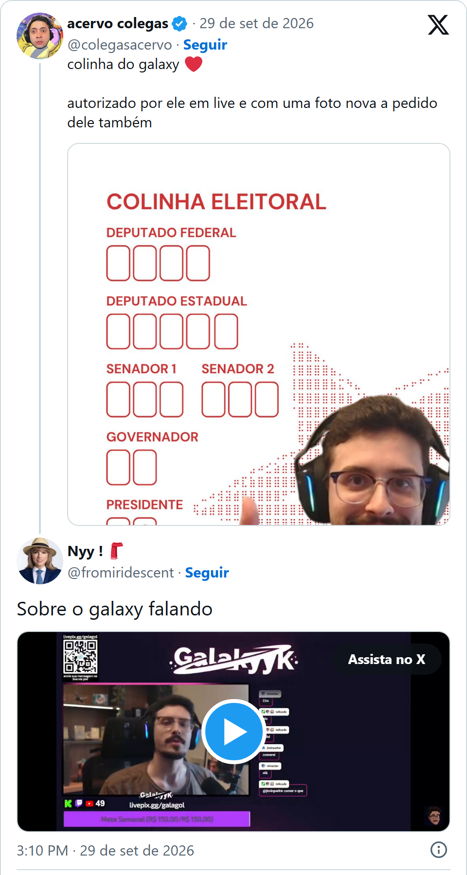 Print arquivado do post de Galaxy em 29/09/2026