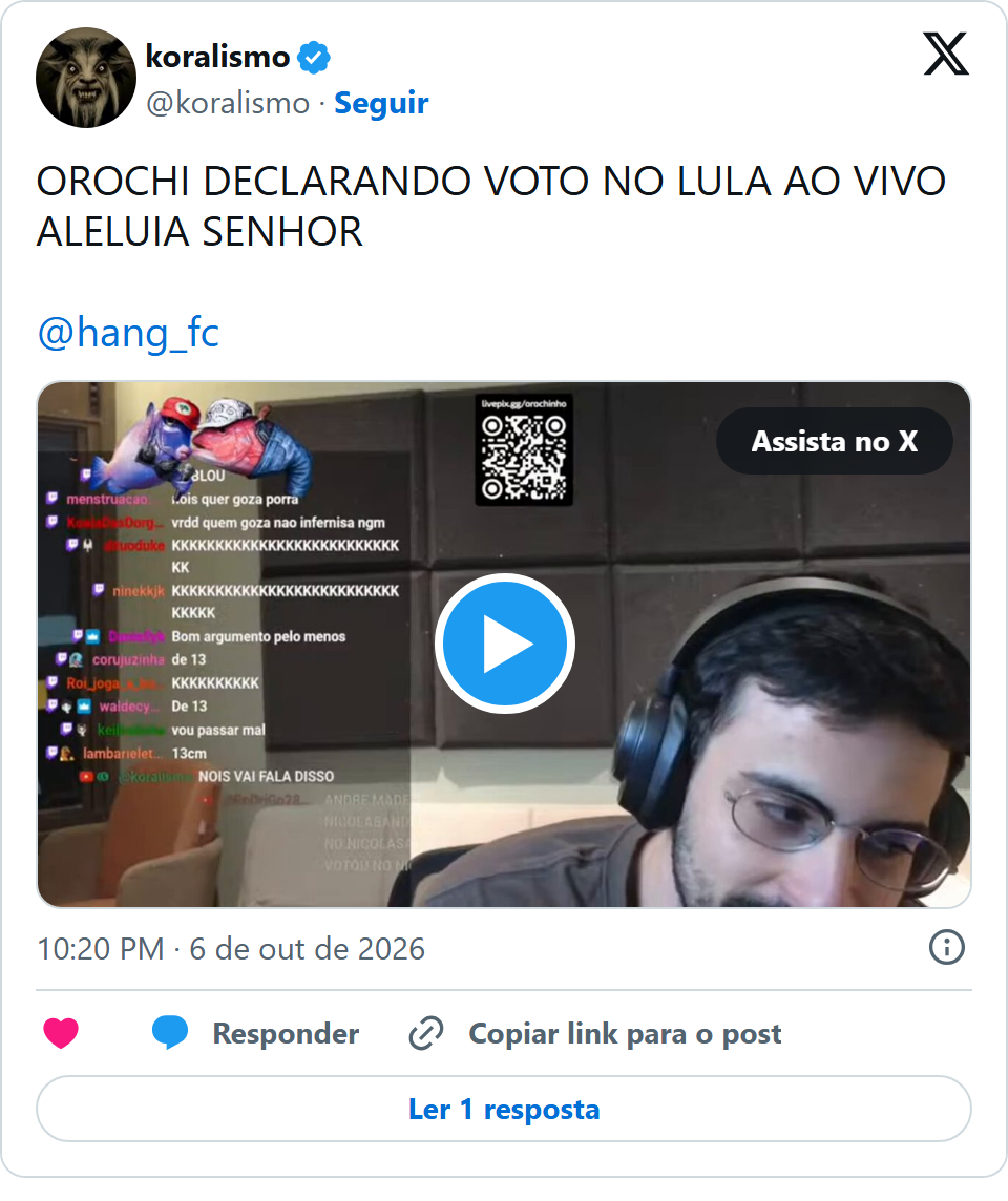 Print arquivado do post de Orochinho em 06/10/2026